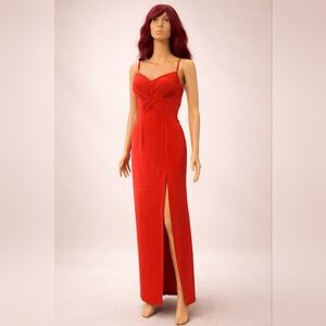 Niteline Della Roufogali Pleated Crisscross Maxi Gown Red Size US 2 Petite